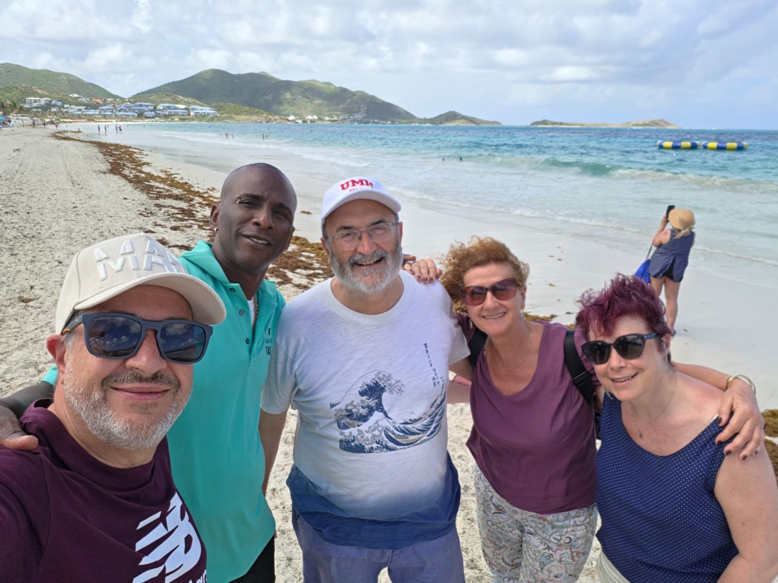 Andy and guests on Orient Bay Beach, Saint Martin
